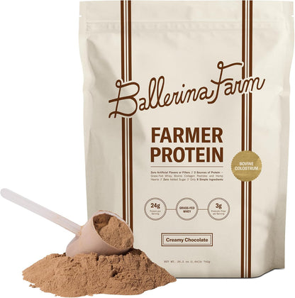 Grass Fed Whey Protein Powder, 24g Protein with CollagenPeptides, Bovine Colostrum, HempHearts & Prebiotic Fiber, No AddedSugar or Artificial Ingredients, 20 Servings