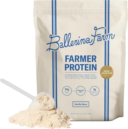 Grass Fed Whey Protein Powder, 24g Protein with CollagenPeptides, Bovine Colostrum, HempHearts & Prebiotic Fiber, No AddedSugar or Artificial Ingredients, 20 Servings